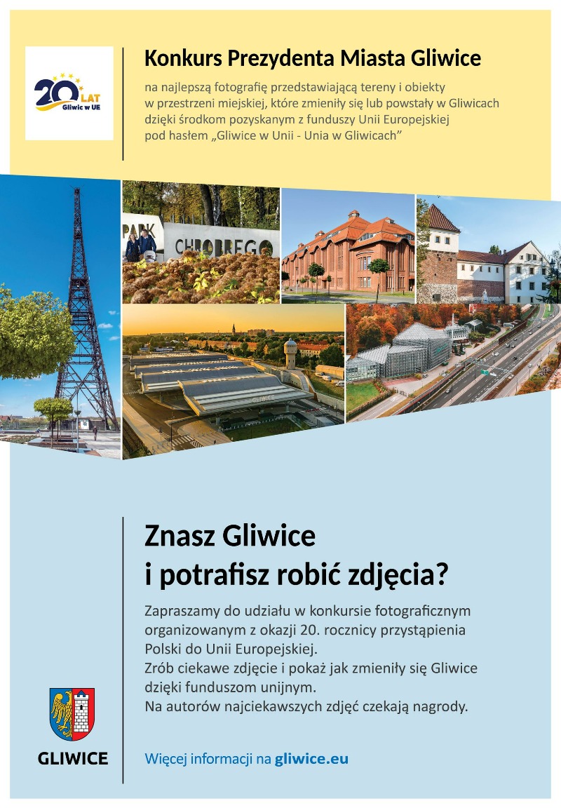 Plakat - Konkurs fotograficzny Gliwice w Unii, Unia w Gliwicach
